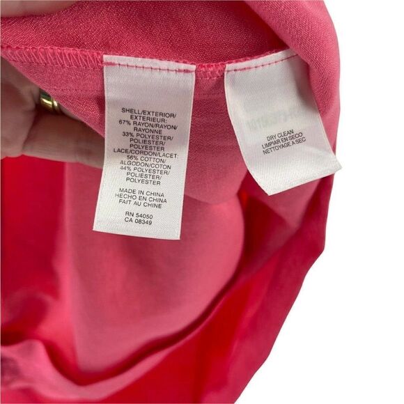 Rachel Roy Hot Pink Dress Sheath Black Lace Open Back Sleeveless Size 12 Party - Picture 7 of 7